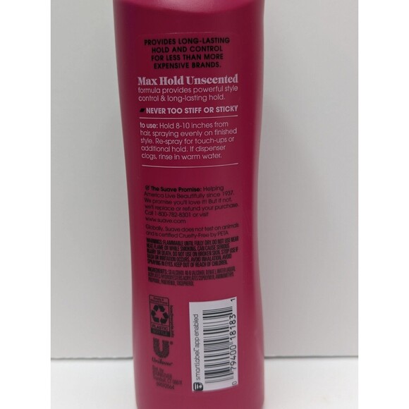 Suave Max Hold Hairspray 8 Unscented Non Aerosol Pump 11 oz x 3 New Discontinued - Picture 3 of 3